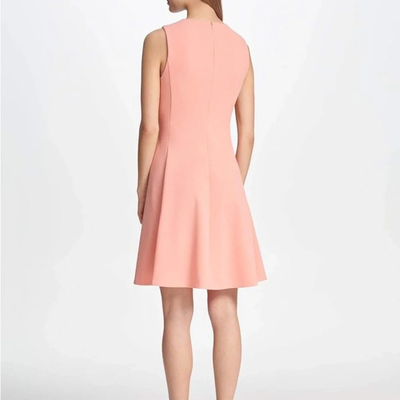 NWT DKNY Fit And Flare Peach Midi Sleeveless Dress Pockets Formal Casual Size 4 - Picture 2 of 15